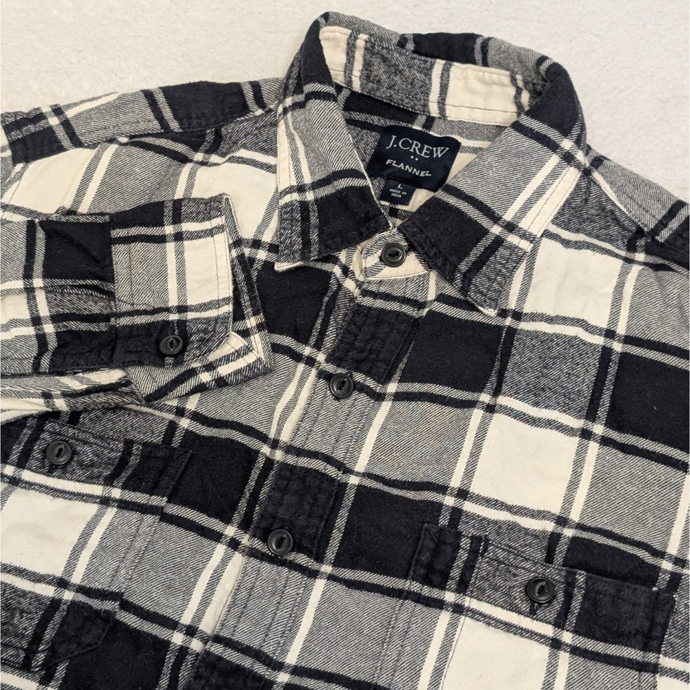 J Crew Button Front Long Sleeve Plaid Shirt Mens (Size L) Pockets